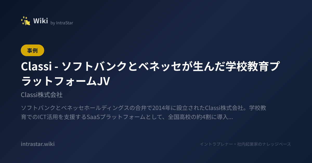 Classi ― ソフトバンクとベネッセが生んだ学校教育プラットフォームJV | 新規事業・社内起業の事典｜IntraStar Wiki ...