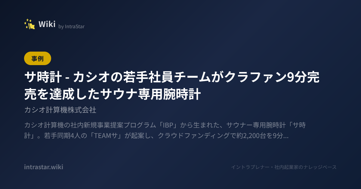 サ時計 ― カシオの若手社員チームがクラファン9分完売を達成したサウナ
