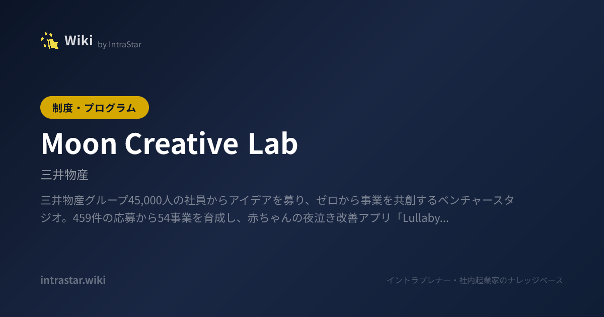Moon Creative Lab | 新規事業・社内起業の事典｜IntraStar Wiki - 事例・制度・用語